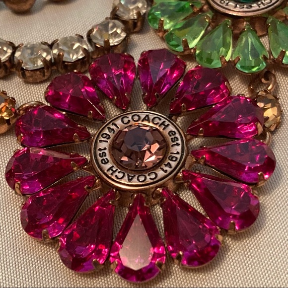 COACH Poppy Swarovski Crystal Flower 3 Strand Necklace 94584 - Picture 7 of 16